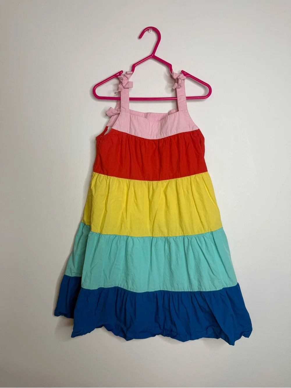 Hanna Andersson Rainbow Tiered Sundress - Pink, Red, Yellow, Aqua, Blue